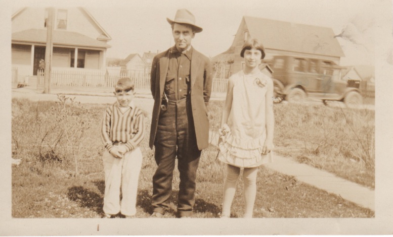 7. clyde easter sunday 1931 with kathryn & their grandpa